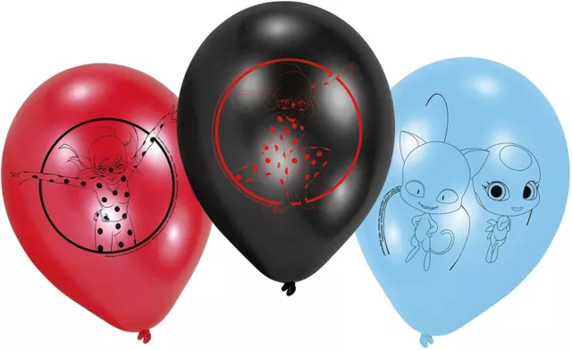 Amscan - Lot 6 Ballons en latex à gonfler Miraculous
