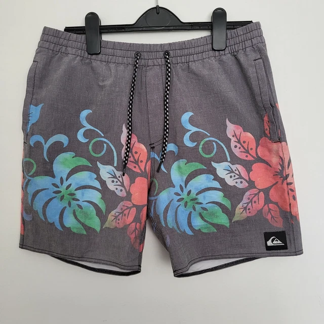 Pantaloncini da nuoto Quiksilver bauli da uomo sbiaditi foglie nere stampa taglia M