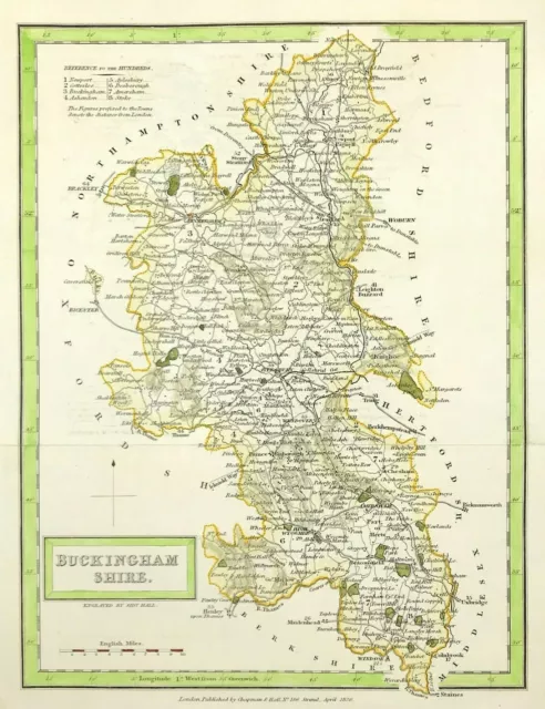 Buckinghamshire map Sidney Hall 1831 fine detail engraved with hand colour