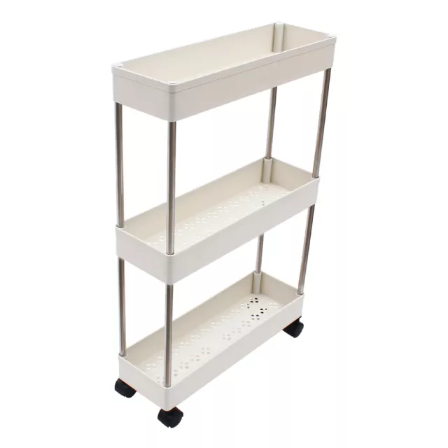 3-Tier Slim Storage Rolling Cart Rack, Kitchen Bathroom Storage Shelves Trolley