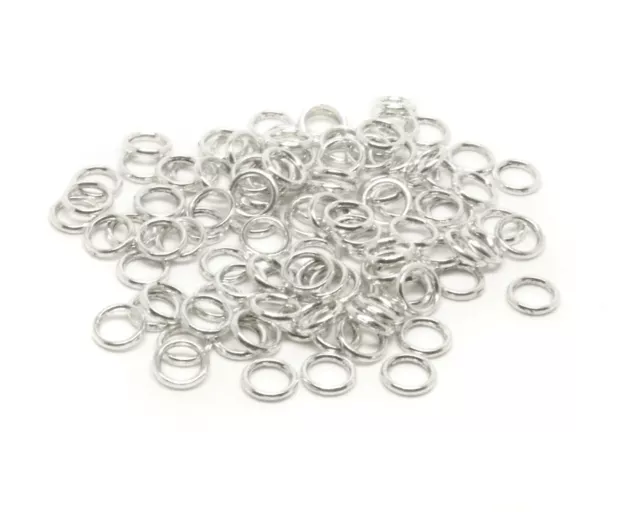 100 Extra Strong Closed Jump Rings - Soldered - Antique Silver Tone - 8mm J03039