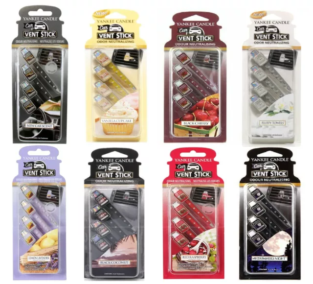 Yankee Candle Vent Sticks Car Air Freshener 4 Pack - Choose Quantity & Fragrance