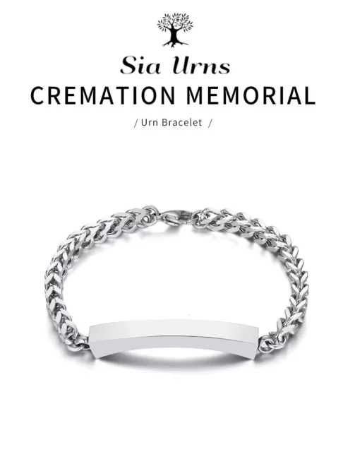 Silver Stainless Steel Cremation Urn Bracelet Ashes Jewellery Keepsake Jewelry