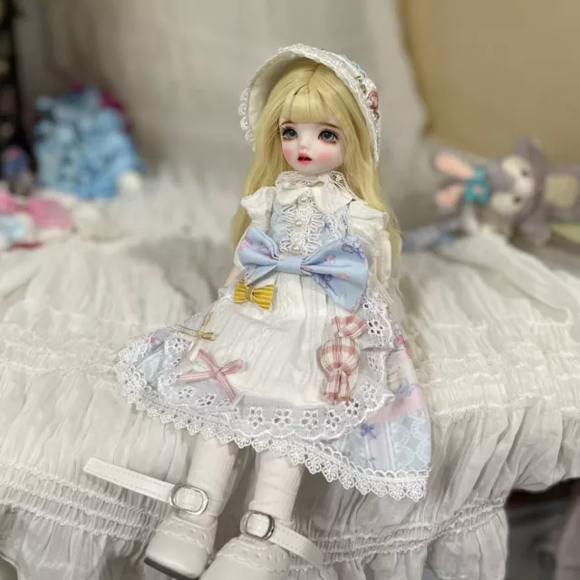 FULL SET 1/6 BJD Doll Ball Jointed Girl Dolls Eyes Dress Face Makeup Toys Gift