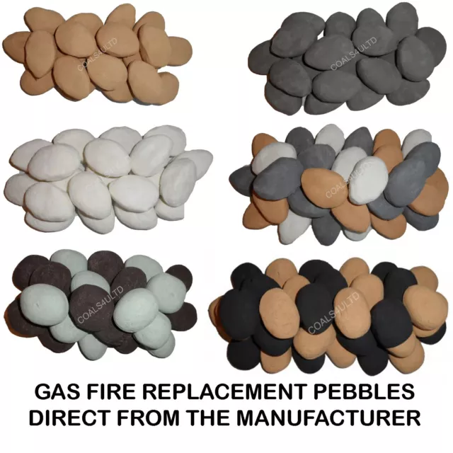 Replacement Pebbles Gas Fire Universal Ceramic Coals Choose From 6 Colours