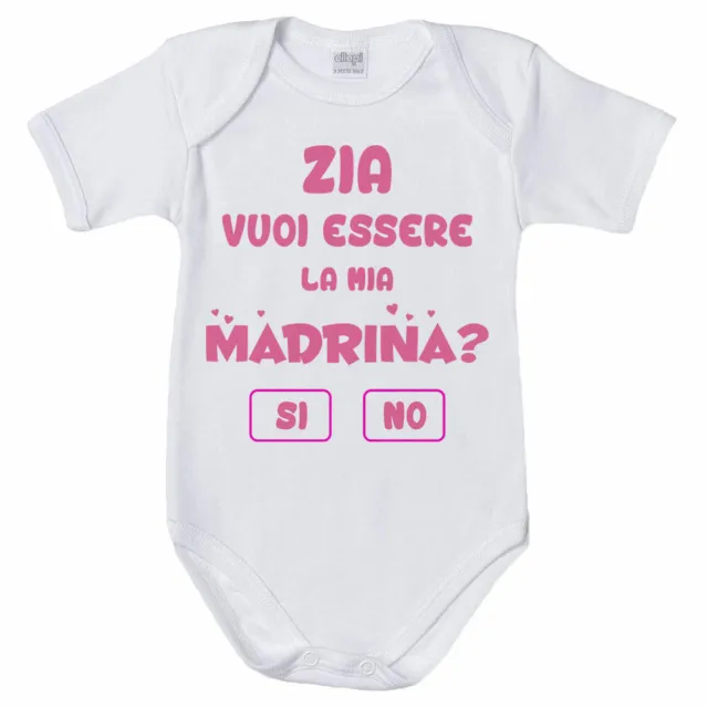 Body neonata personalizzabile con nome zia vuoi essere la mia madrina?