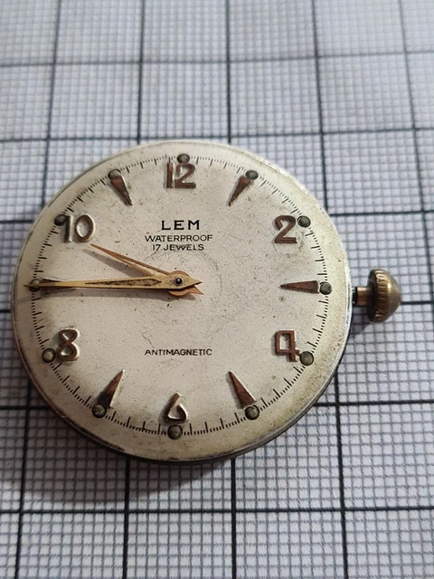Montre Mécanique Ancienne LEM 17 Rubis - Mouvement Manuel Fonctionnel (balancier Libre) - Vintage