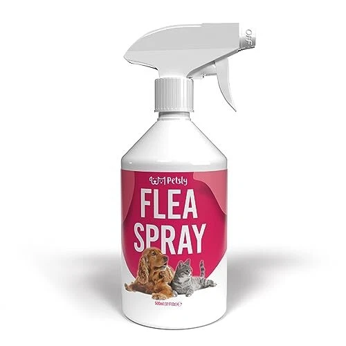 Petsly Spray Anti Puces Chat et Chien - 500ml - Non Tachant - Protection Longue