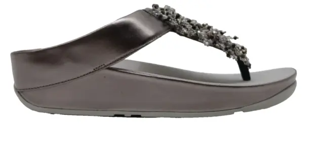 Fitflop Rumba  Silver Wedge Heel Slide Leather sandal Size US 9 EU 41