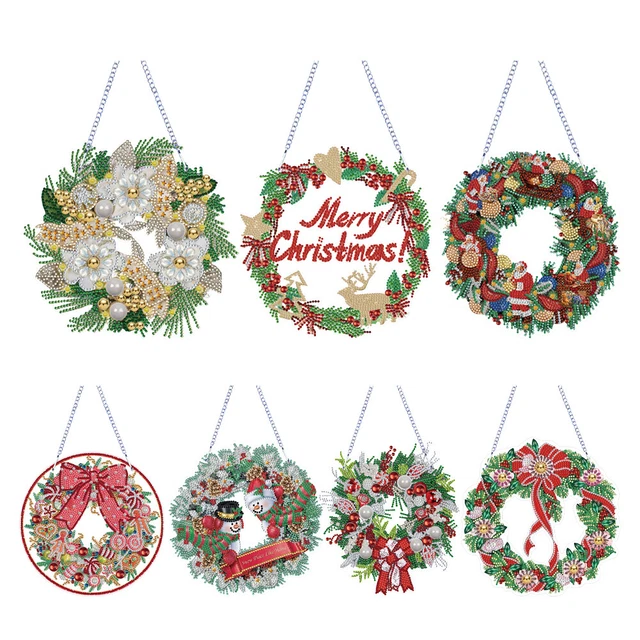 5D DIY Diamond Painting Weihnachten Kranz Set Weihnachts Anhänger Wand Dekor