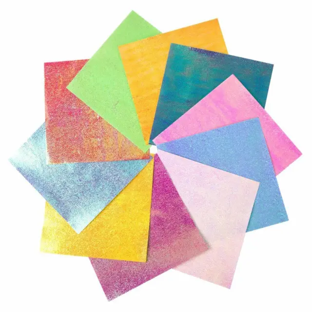 CARTA PER ORIGAMI, 100 fogli monocolore lucidi da 10 colori assortiti (d0F)  EUR 18,03 - PicClick IT