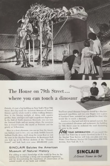 1956 Sinclair Oil - American Museum Of Natural History Dinosaur - Print Ad Photo