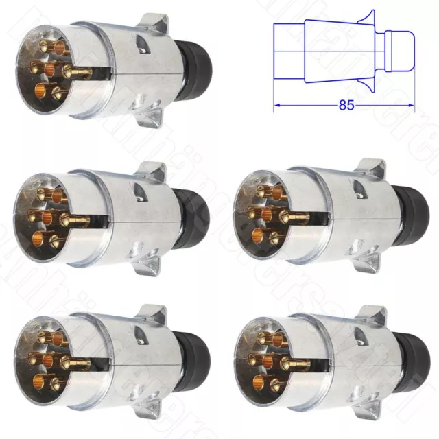 5x 7pol. / 7 poliger Stecker Anhängerstecker Metallstecker für Pkw Anhänger