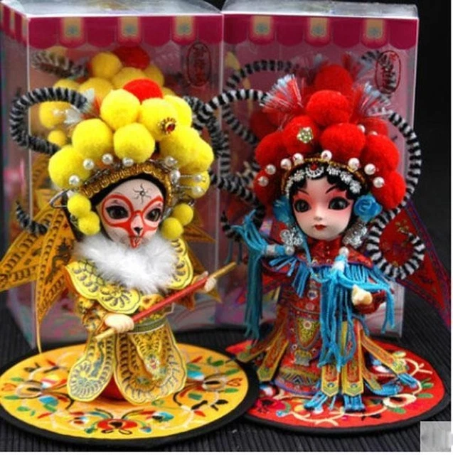 Chinese Beijing Peking Opera Characters Silk Dolls Folk Features Handmade Crafts