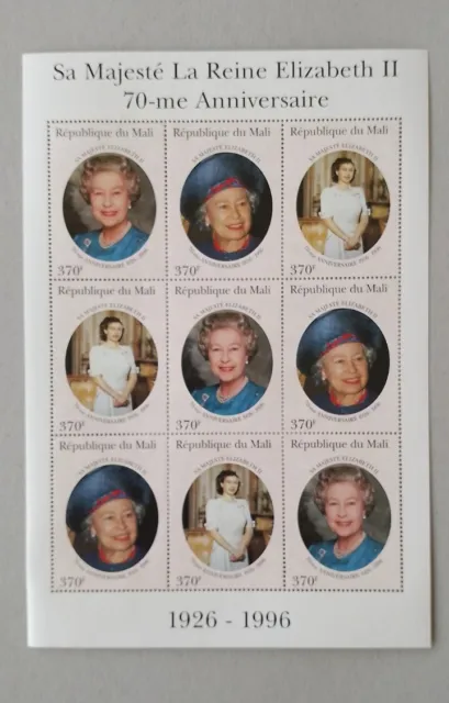 MALI 370fx9 Reine Elizabeth II 1996 neuf MNH Bloc Feuillet Yv 875 à 877