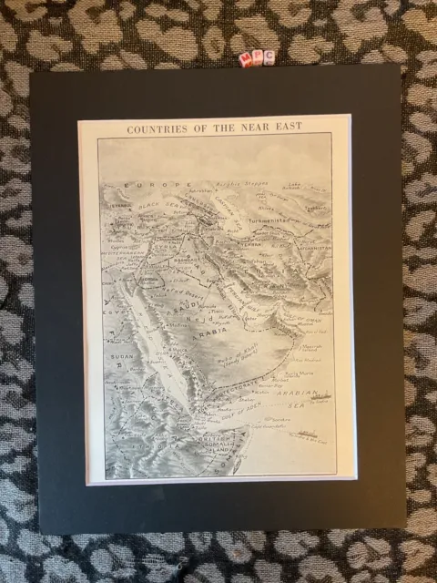 Antique Historical Mounted Map Of THE MIDDLE EAST , Very Old