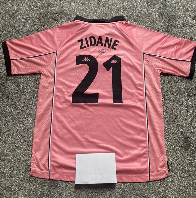 Zinedine Zidane Hand Signed Juventus Pink Kappa 97/98 Football Shirt with COA