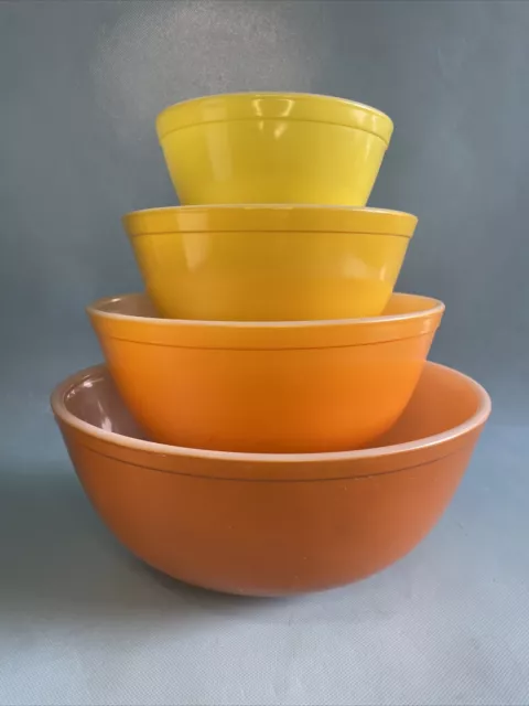 PYREX Nesting Mixing Bowls CITRUS Yellow Orange 401 402 403 404 - EXCELLENT