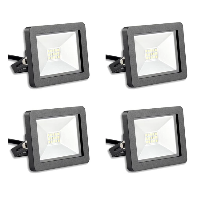 4x LED SMD Fluter 10W 700lm IP65 schwarz kaltweiß 6500K 120° direkt 230V UVP 59€