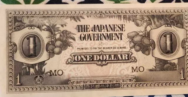 WW2 Japanese Occupation Malaya Banana Money 1942-1945 1 Dollar Note Gem Unc