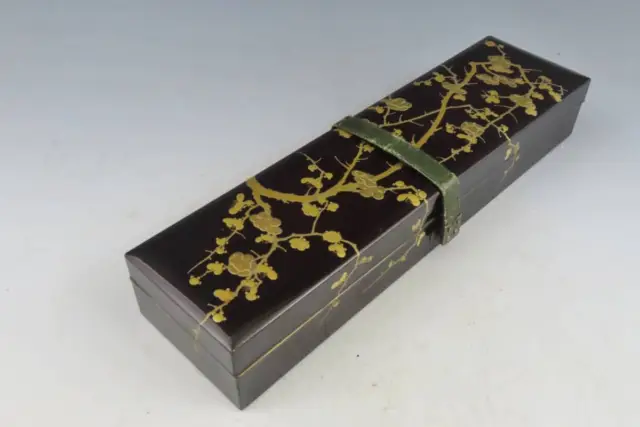 Plum makie text box accessory case letter box period box (Edo-Meiji) JAPAN F/S