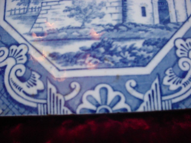 1870 Minton & Hollins hand painted landscape tile castle scene 6"X6" 7