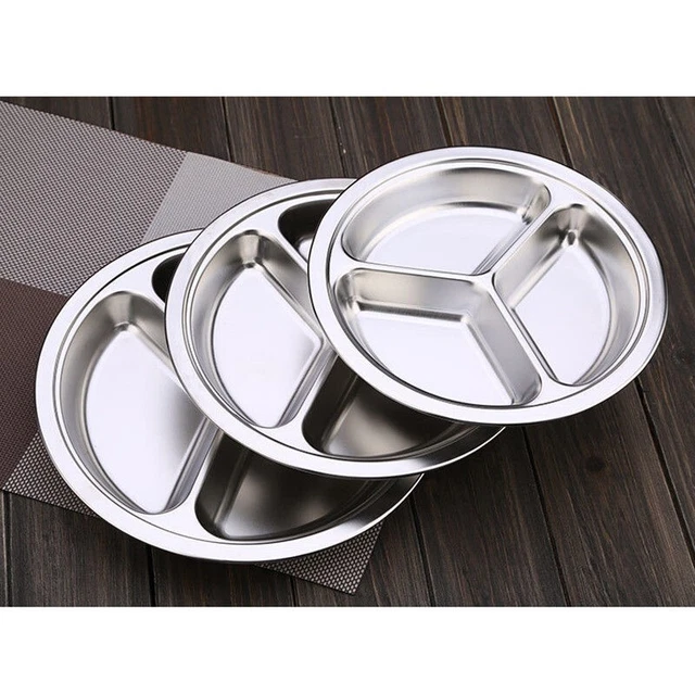 Plat divisé pratique en acier inoxydable pour usage extérieur Dia 22 cm 24 cm