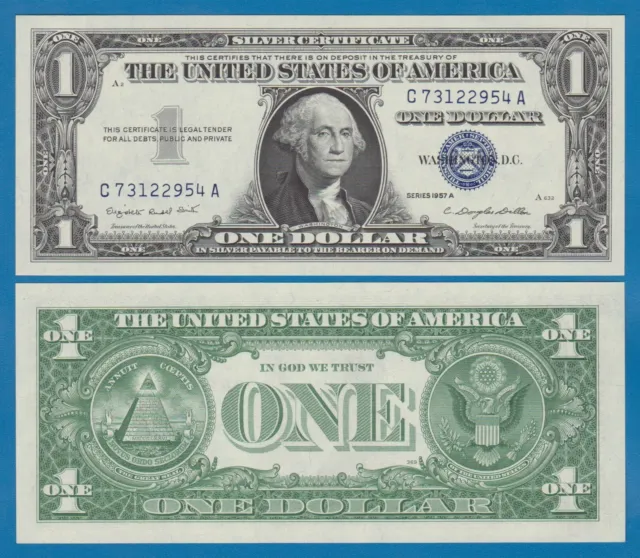 United States 1 1957 A Silver Certificate Blue Seal UNC USA Fr 1620 Pre C Suf A