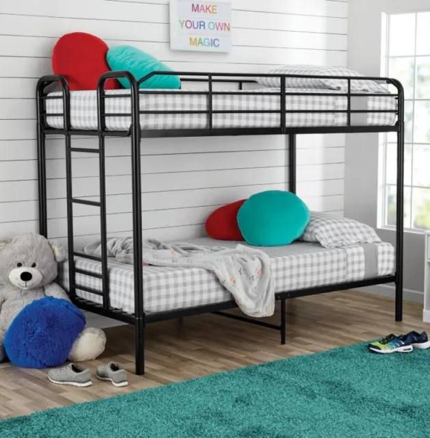 Mainstays Small Space Junior Twin over Twin Bunk Bed, Black Metal