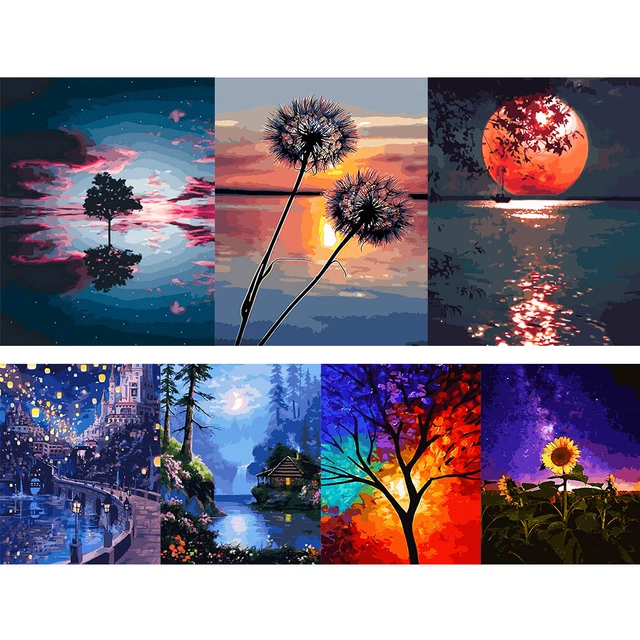 40x50 cm pintura al óleo de paisaje nocturno por números imagen hágalo usted mismo pintura
