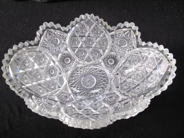 Abp American Brilliant Cut Glass Large Oval  Serving Bowl  11.5" X 8.5"
