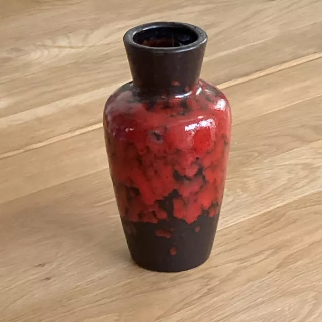 Scheurich Keramik Vase 523-18 Vintage 60er rot schwarz WGP Fat Lava Glasur