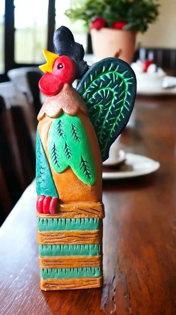 Cockerel Farmyard Fun Ornament Hen Artforum Ceramic Vintage