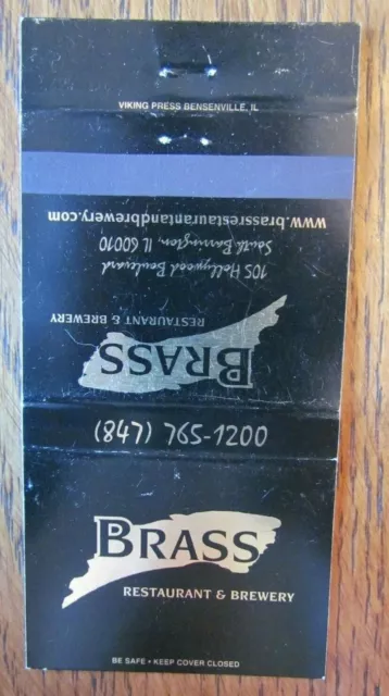 Brass Brewery Brew Pub Matchbook Matchcover (South Barrington, Illinois) -E1