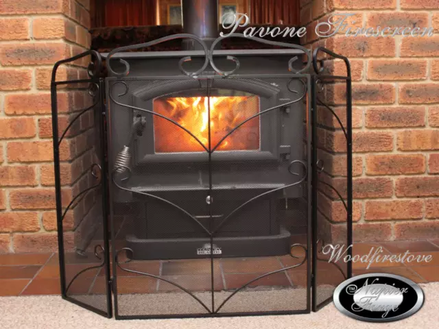 Wrought Iron FIRE SCREEN / FIRESCREEN / EMBER GUARD / Fireplace Accessories Pav* 2