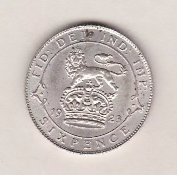 1923 George V Silver Sixpence Coin In Near Mint Condition - High Grade