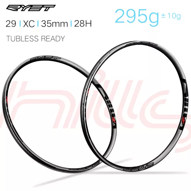 29inch Carbon MTB Rims Super Light 295g 35mm Width 28H XC Mountain Bike Rimset