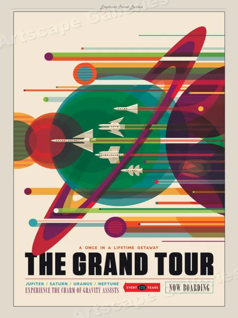 Retro Style NASA Space Travel Poster - Grand Tour of the Solar System - 24x32