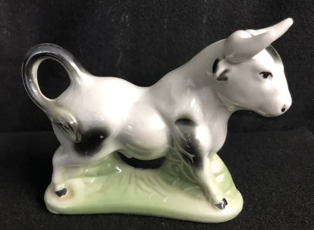 Vintage Ceramic Porcelain Bull with Iridescent Glaze made in Brazil Lusterware