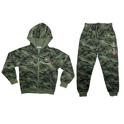 Boys Kids Tracksuit Camouflage Hoodie Joggers Jogging Bottoms Camo Set  NY