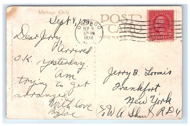 Airplane View Fort Ontairo Oswego NY Aerial Postcard 1930 E5 2