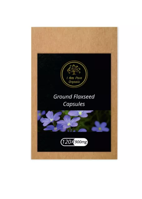 Organic Brown Ground Flaxseed | 120 x 900mg Vegan Capsules | High in Omega - 3