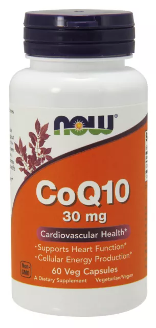 NOW Foods CoQ10 Co Enzym Q10 30 mg 60 mg 200 mg pflanzliche Kapseln | 4 Größen | Energie