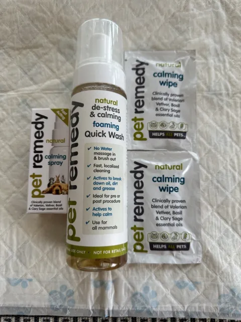 Pet Remedy Calming Spray, Quick Wash, Wipes Dog Cat Bird Horse Stress Relief