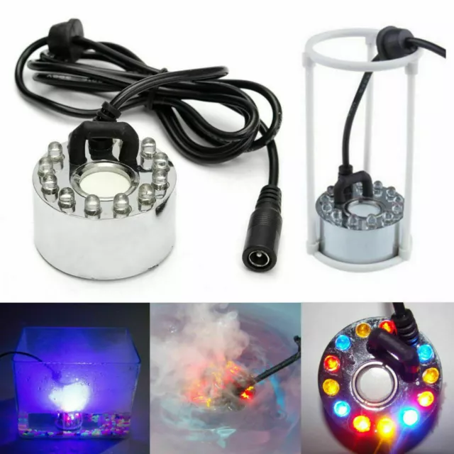 Ultrasonic Mist Maker Outdoor Adapte Fountain Atomizer Air Humidifier Zinc 12LED