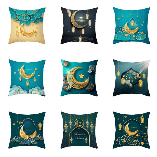 Cubierta de cojín EID Mubarak decoración Ramadán para el hogar Ramadán Kareem Mubarak p