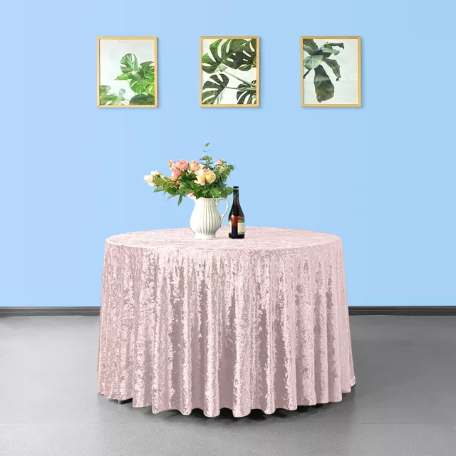 Crushed Velvet Fabric Table Cover Cloth 70" 90" 108" 120" Round Tablecloth Decor