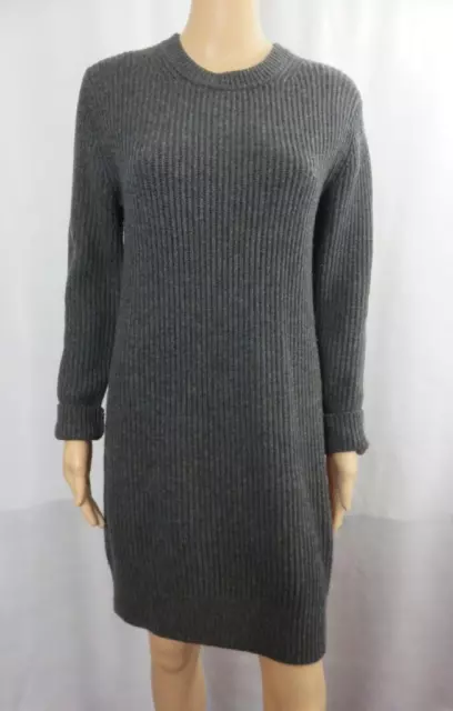 Michael Kors Gray Rib Sweater Dress Crew Neck Long Sleeve Wool/Cashmere SZ S