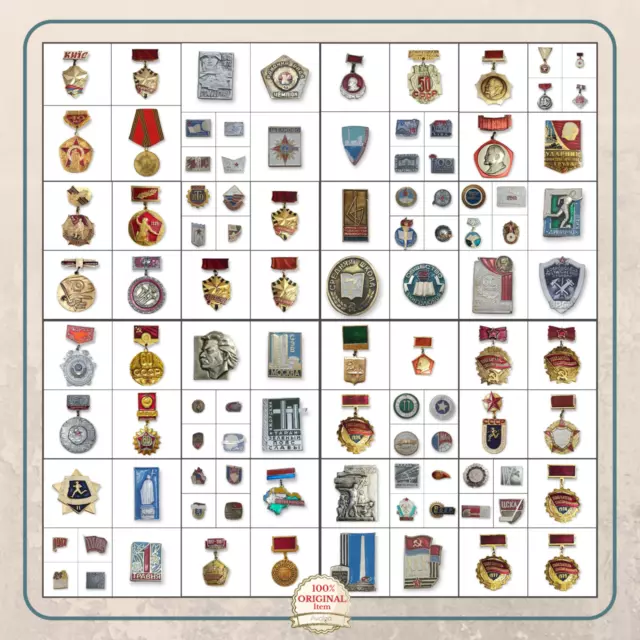 Big collection of 100 Soviet Russia (USSR) Medals and pin badges  100% Original!