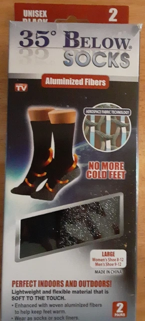 35 Below Socks 2 Pairs - Black Soft To Touch Light - Thin SZ Large NIB